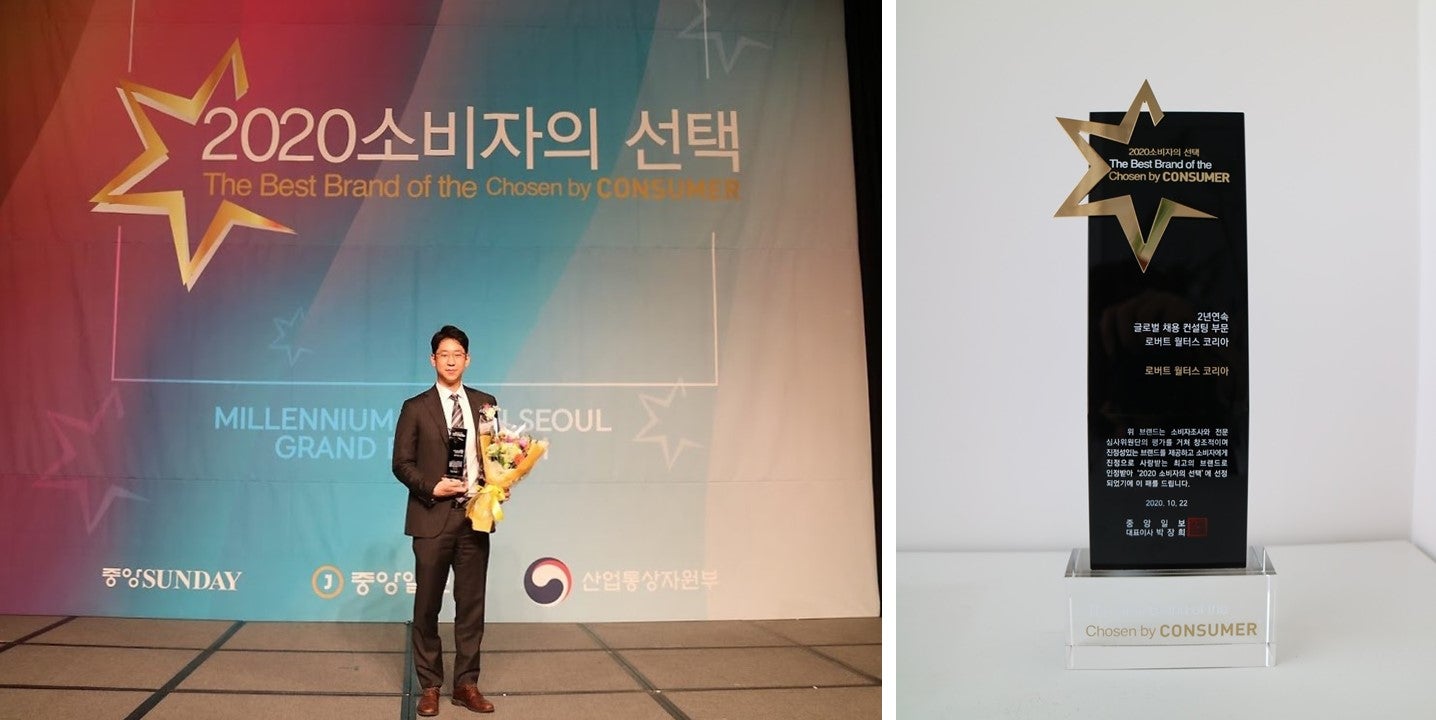 Robert Walters Korea Won the Consumer Choice Award 2019