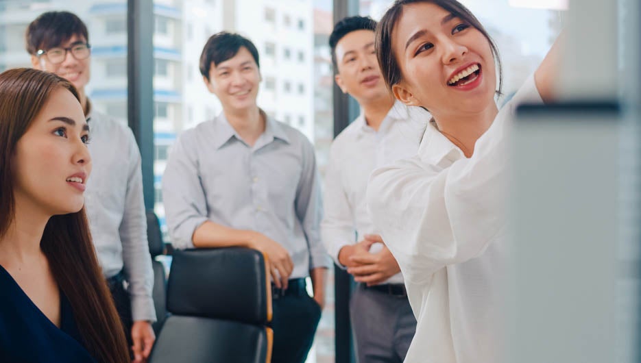 Asia businessmen and businesswomen meeting brainstorming ideas c